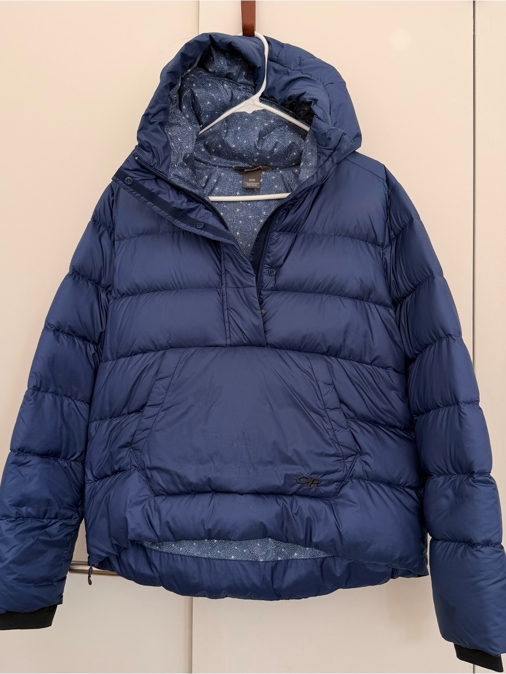 Outdoor Research Women’s Navy Down Puffer Jacket with Hood